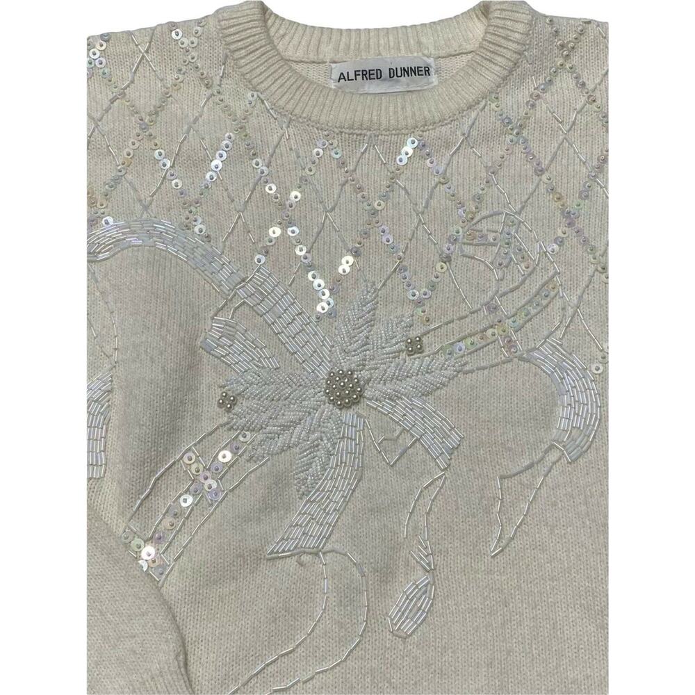 Alfred Dunner Plus Knightsbridge Embellished sweater Ivory Sz Large crew neck - Picture 6 of 11